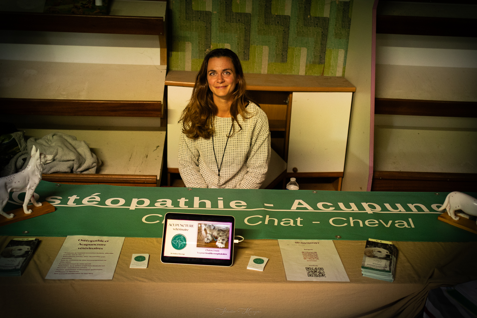 Dr Solène Duvergé ostéopathie vétérinaire et son stand